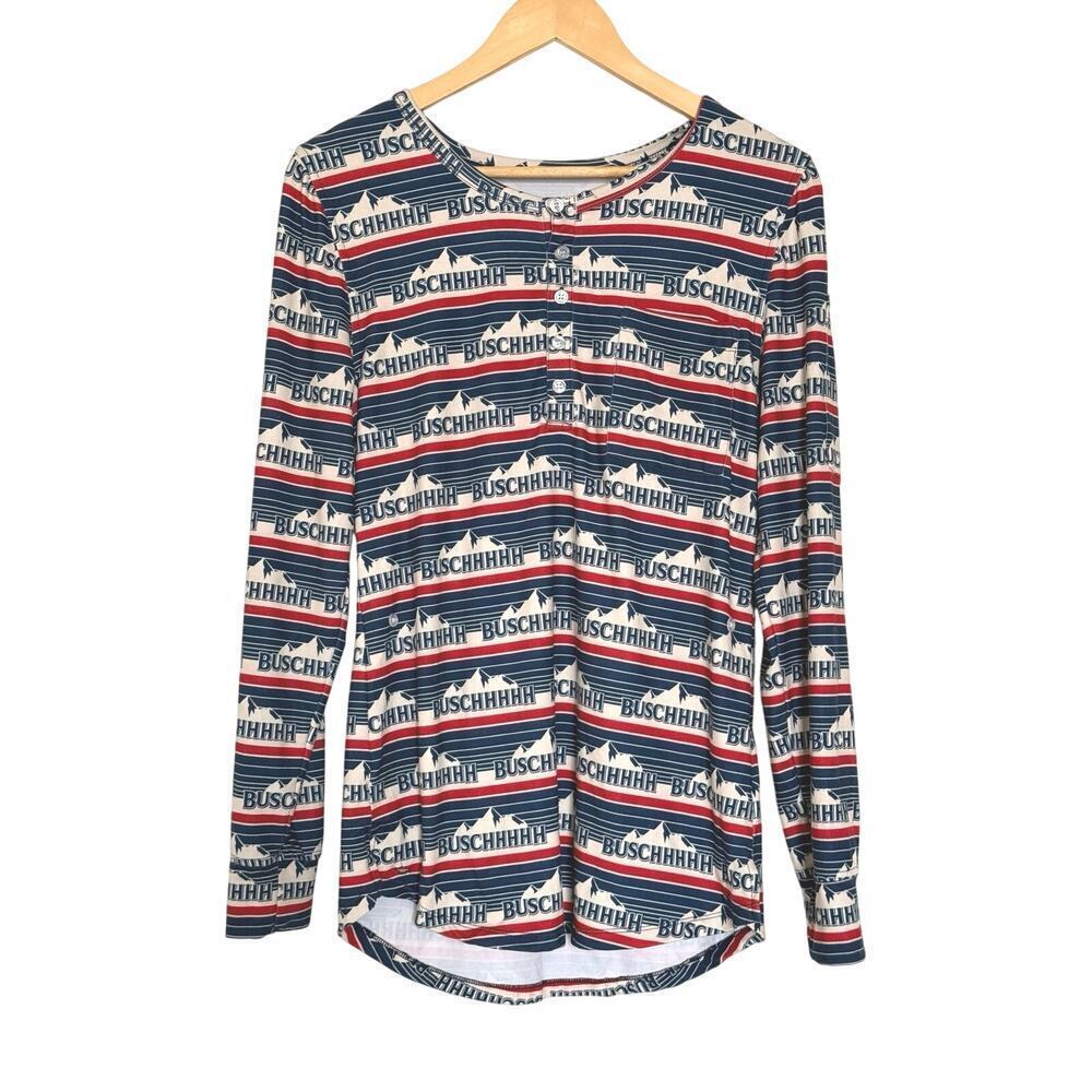 Shinesty Busch Beer Unisex Henley Top Size Small